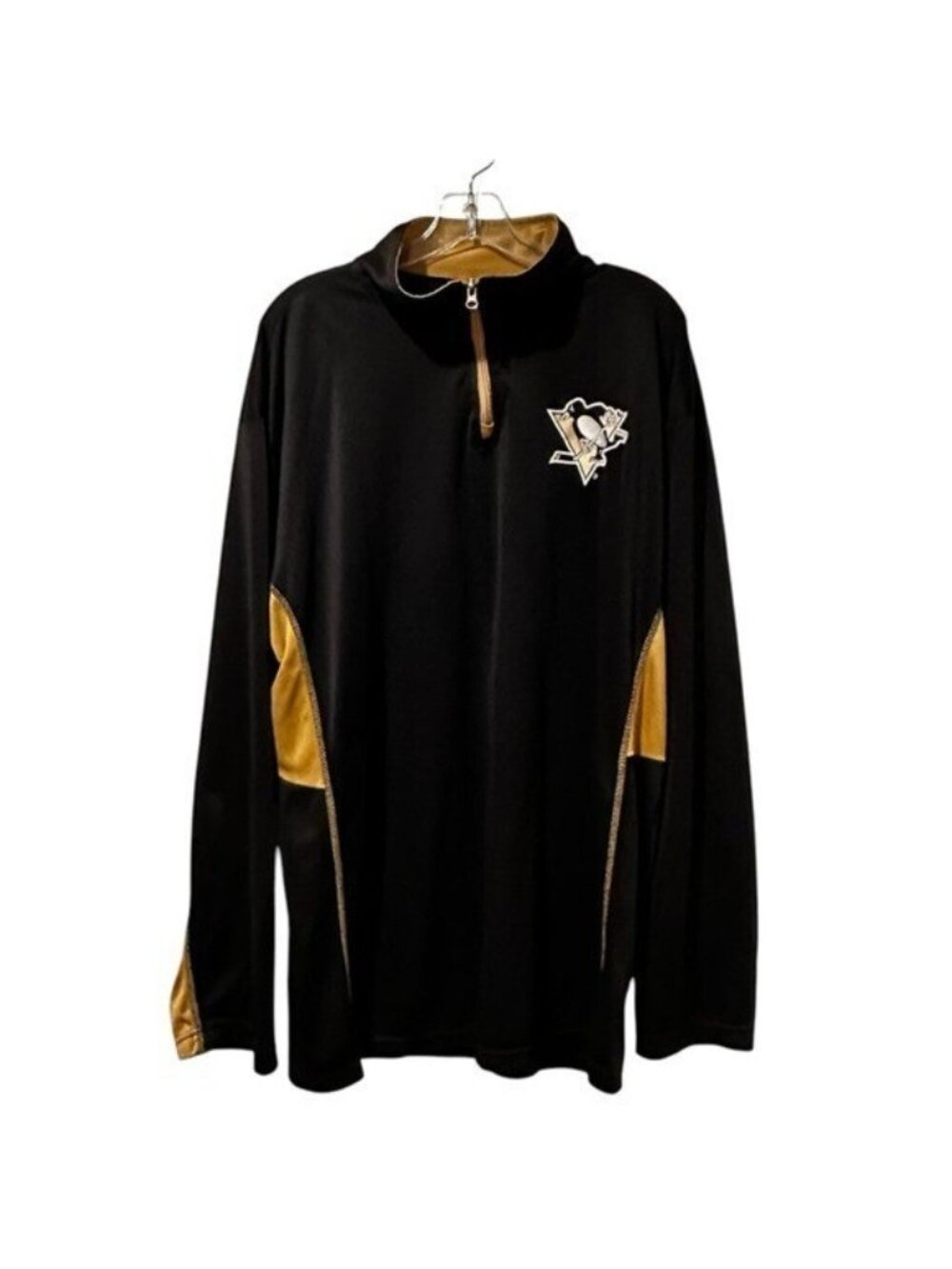 Pittsburgh Penguins Men's XLT Majestic Logo Long Sleeve Collared Sweatshirt NHL
